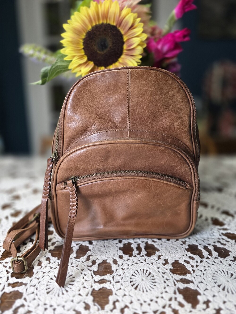 Tommy Bahama Weathered Leather  Small Backpack - Brown